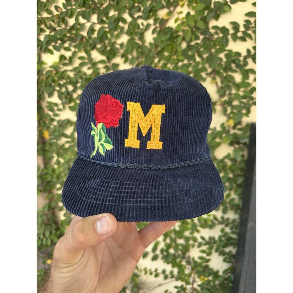 Vintage Youngan Michigan Wolverines Rose Bowl Corduroy Strapback Hat